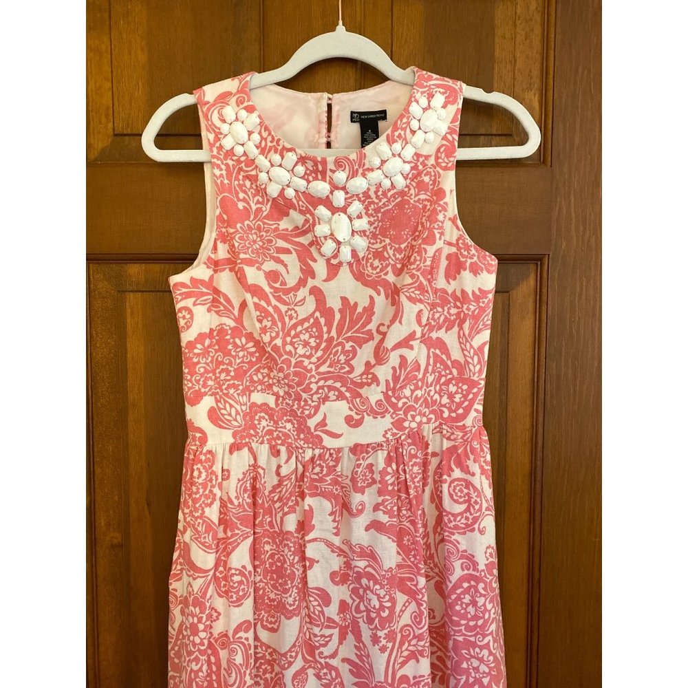 New Directions Sleeveless Linen Blend Dress Women Size 4 Pink Resortwear Wedding